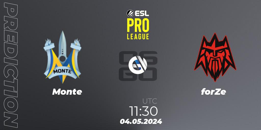 Pronóstico Monte - forZe. 04.05.24, CS2 (CS:GO), ESL Pro League Season 19