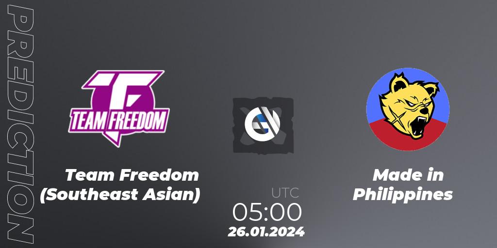 Pronóstico Team Freedom (Southeast Asian) - Made in Philippines. 28.01.2024 at 06:59, Dota 2, New Year Cup 2024