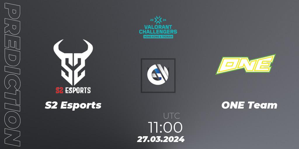 Pronóstico S2 Esports - ONE Team. 27.03.2024 at 11:00, VALORANT, VALORANT Challengers Hong Kong and Taiwan 2024: Split 1