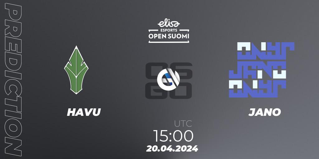 Pronóstico HAVU - JANO. 20.04.24, CS2 (CS:GO), Elisa Open Suomi Season 6