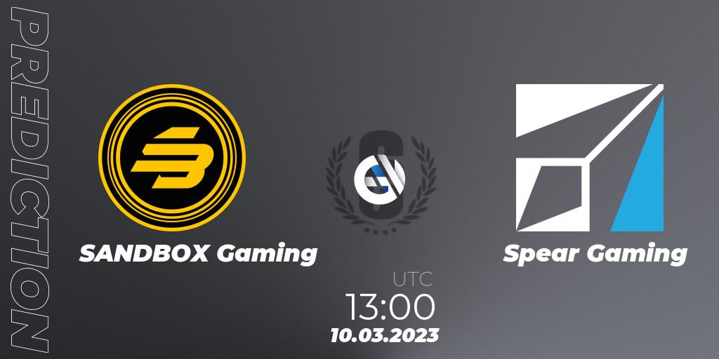 Pronóstico SANDBOX Gaming - Spear Gaming. 10.03.2023 at 13:00, Rainbow Six, South Korea League 2023 - Stage 1