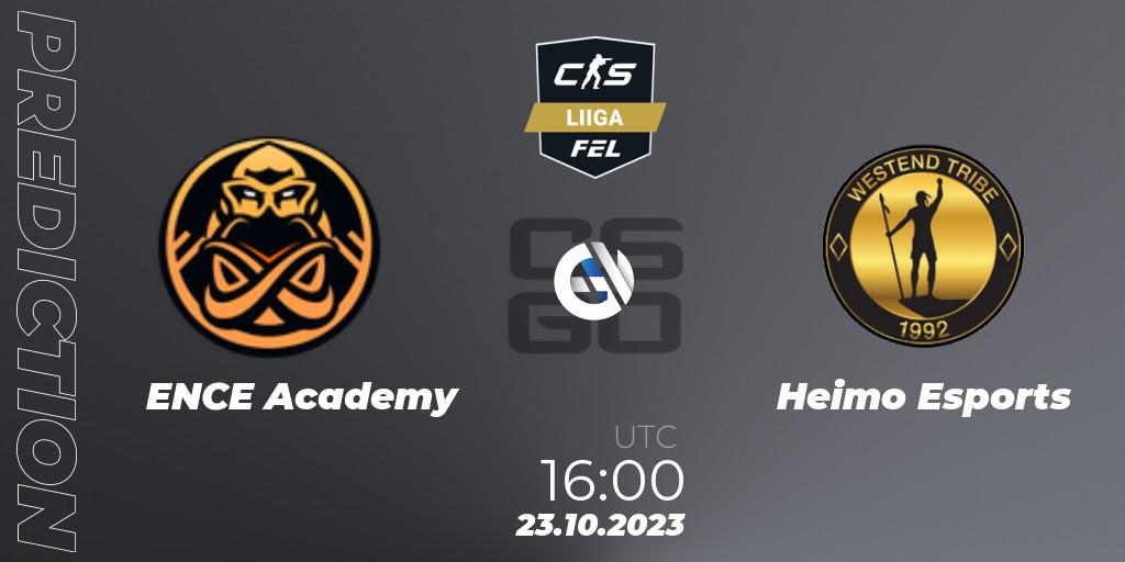 Pronóstico ENCE Academy - Heimo Esports. 23.10.2023 at 16:00, Counter-Strike (CS2), Finnish Esports League Season 11