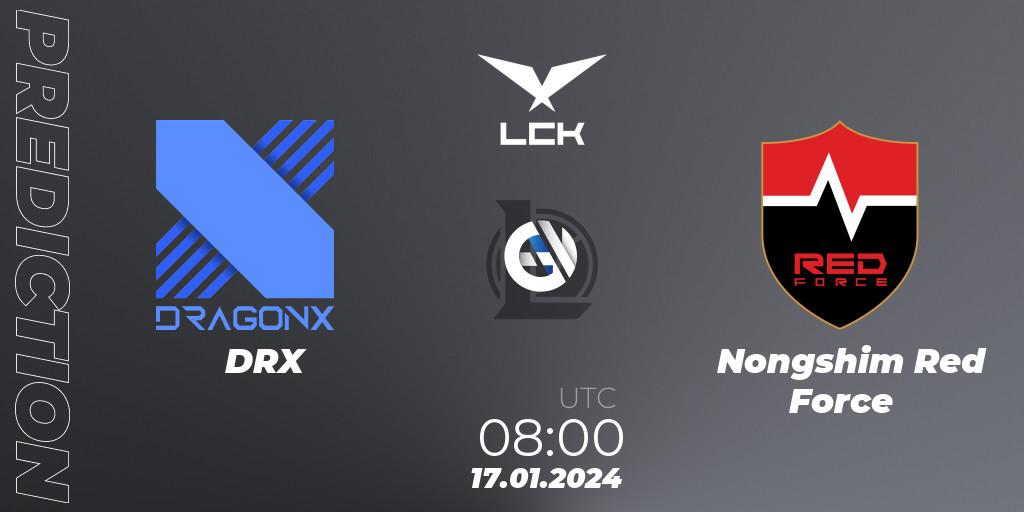 Pronóstico DRX - Nongshim Red Force. 17.01.2024 at 08:15, LoL, LCK Spring 2024 - Group Stage