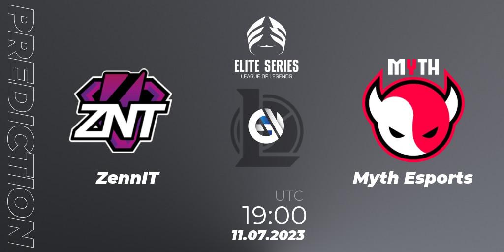 Pronóstico ZennIT - Myth Esports. 11.07.2023 at 19:00, LoL, Elite Series Summer 2023