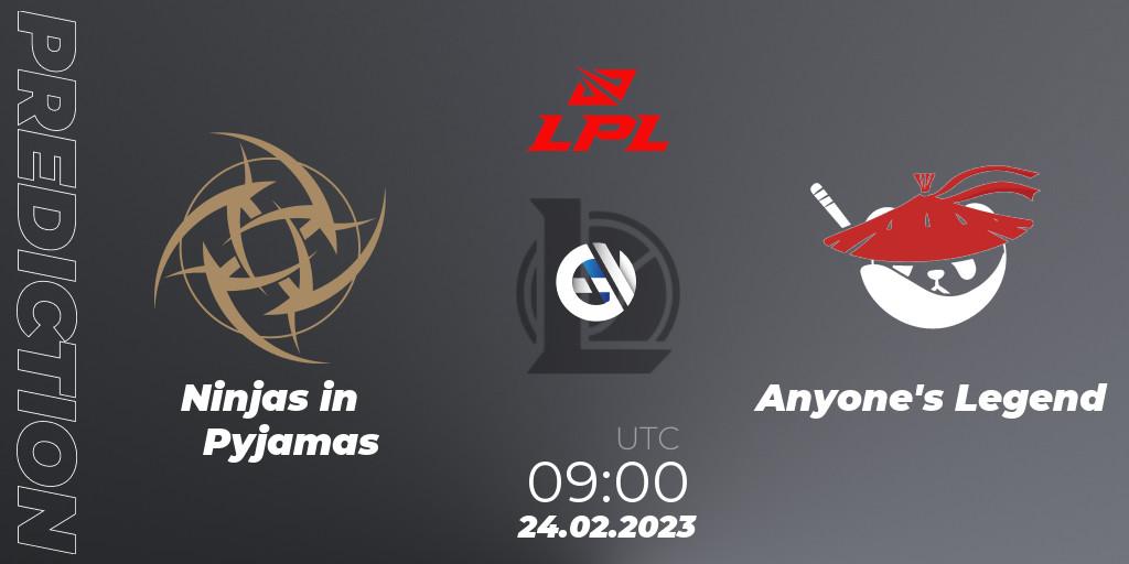Pronóstico Ninjas in Pyjamas - Anyone's Legend. 24.02.2023 at 09:00, LoL, LPL Spring 2023 - Group Stage