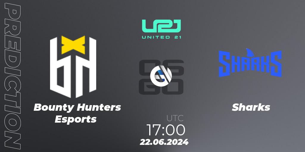 Pronóstico Bounty Hunters Esports - Sharks. 20.06.2024 at 20:30, Counter-Strike (CS2), United21 South America Season 1