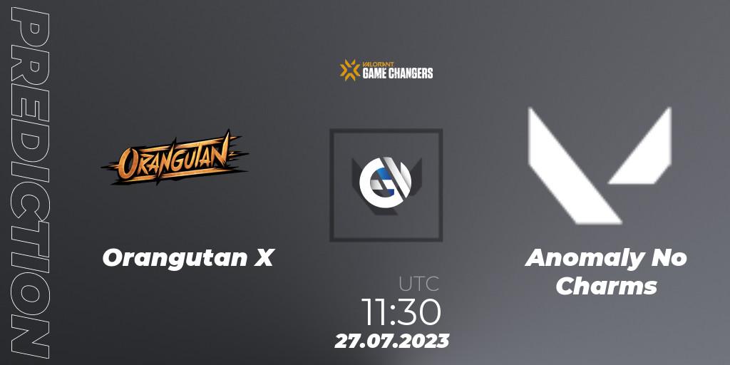 Pronóstico Orangutan X - Anomaly No Charms. 27.07.2023 at 11:30, VALORANT, VCT 2023: Game Changers APAC Open 3
