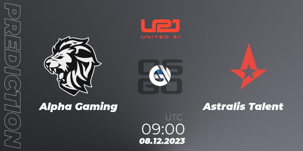 Pronóstico Alpha Gaming - Astralis Talent. 08.12.23, CS2 (CS:GO), United21 Season 9