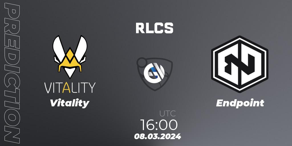 Pronóstico Vitality - Endpoint. 08.03.2024 at 16:00, Rocket League, RLCS 2024 - Major 1: Europe Open Qualifier 3