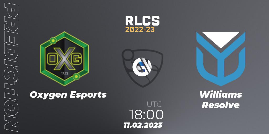 Pronóstico Oxygen Esports - Williams Resolve. 11.02.2023 at 17:50, Rocket League, RLCS 2022-23 - Winter: Europe Regional 2 - Winter Cup