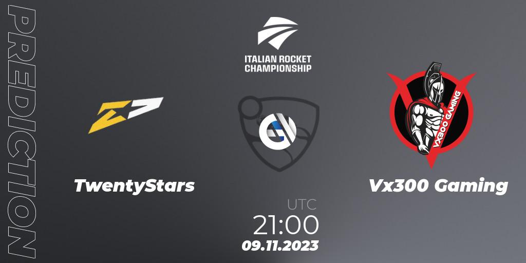 Pronóstico TwentyStars - Vx300 Gaming. 09.11.2023 at 21:00, Rocket League, Italian Rocket Championship Season 11Serie A Relegation