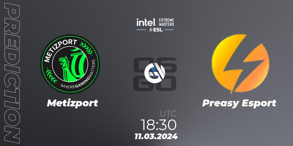 Pronóstico Metizport - Preasy Esport. 11.03.2024 at 18:30, Counter-Strike (CS2), Intel Extreme Masters Dallas 2024: European Closed Qualifier