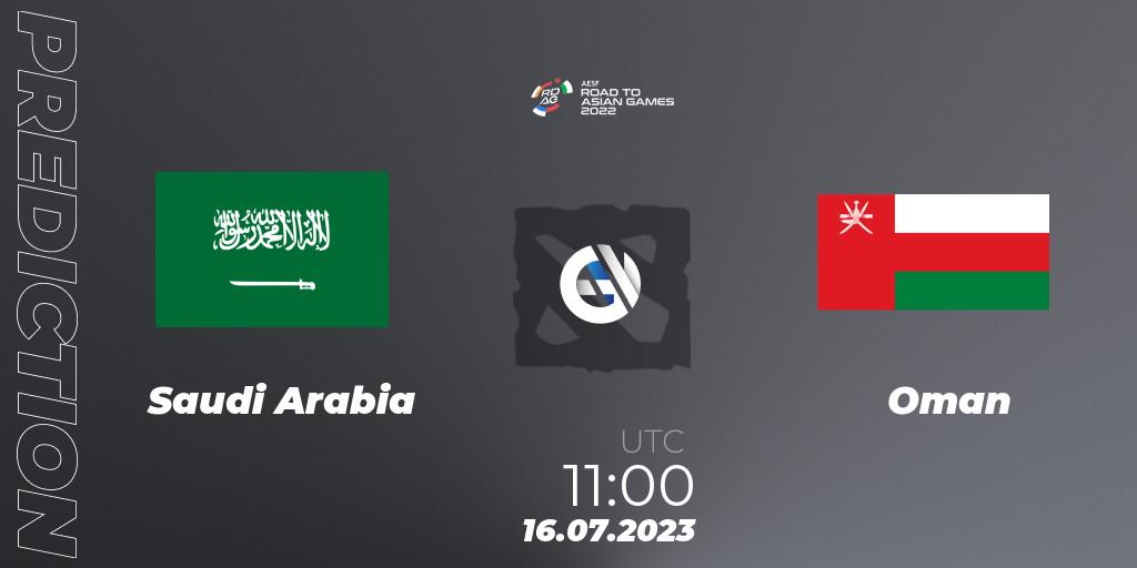 Pronóstico Saudi Arabia - Oman. 16.07.2023 at 11:40, Dota 2, 2022 AESF Road to Asian Games - West Asia