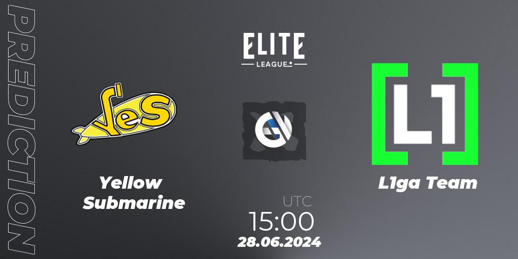 Pronóstico Yellow Submarine - L1ga Team. 28.06.2024 at 14:00, Dota 2, Elite League Season 2: Eastern Europe Closed Qualifier