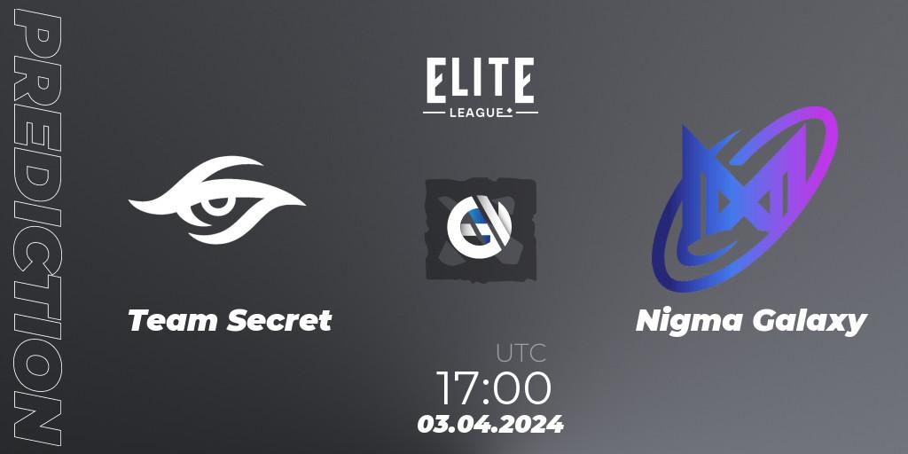 Pronóstico Team Secret - Nigma Galaxy. 03.04.24, Dota 2, Elite League: Swiss Stage