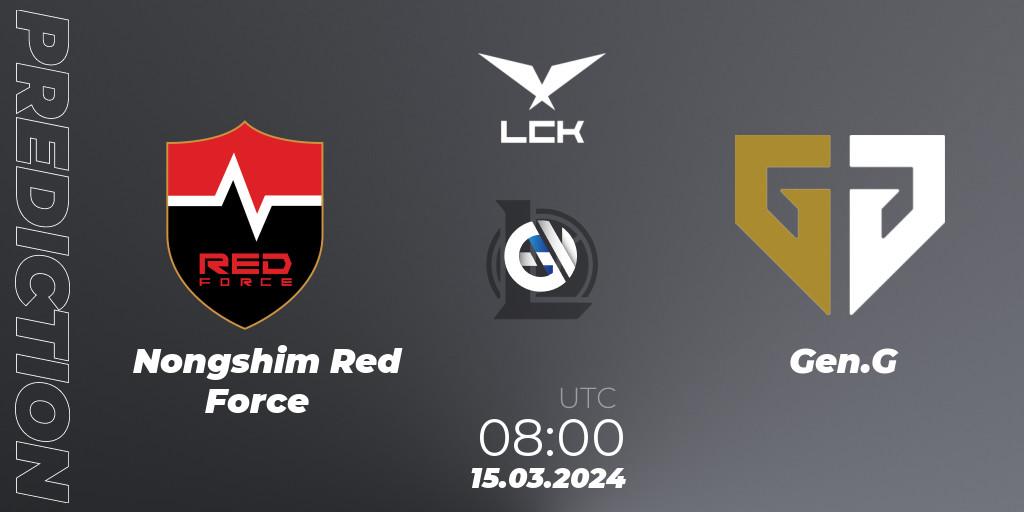 Pronóstico Nongshim Red Force - Gen.G. 15.03.2024 at 08:00, LoL, LCK Spring 2024 - Group Stage
