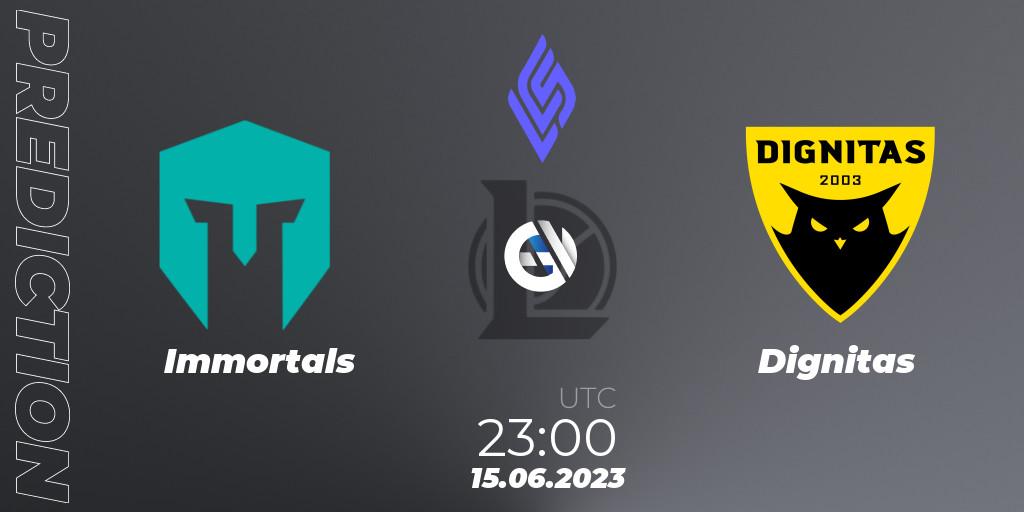 Pronóstico Immortals - Dignitas. 14.06.2023 at 23:00, LoL, LCS Summer 2023 - Group Stage