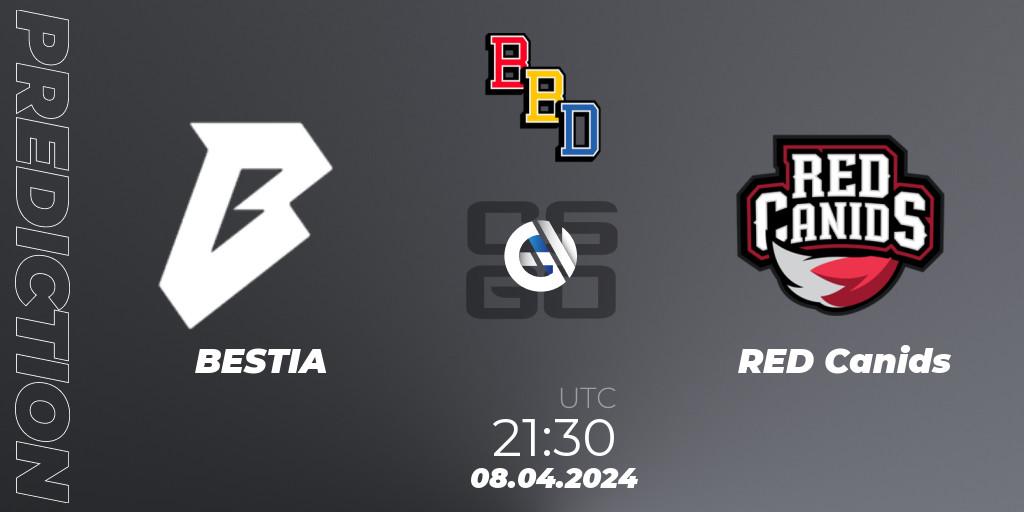Pronóstico BESTIA - RED Canids. 08.04.2024 at 21:30, Counter-Strike (CS2), BetBoom Dacha Belgrade 2024: South American Qualifier