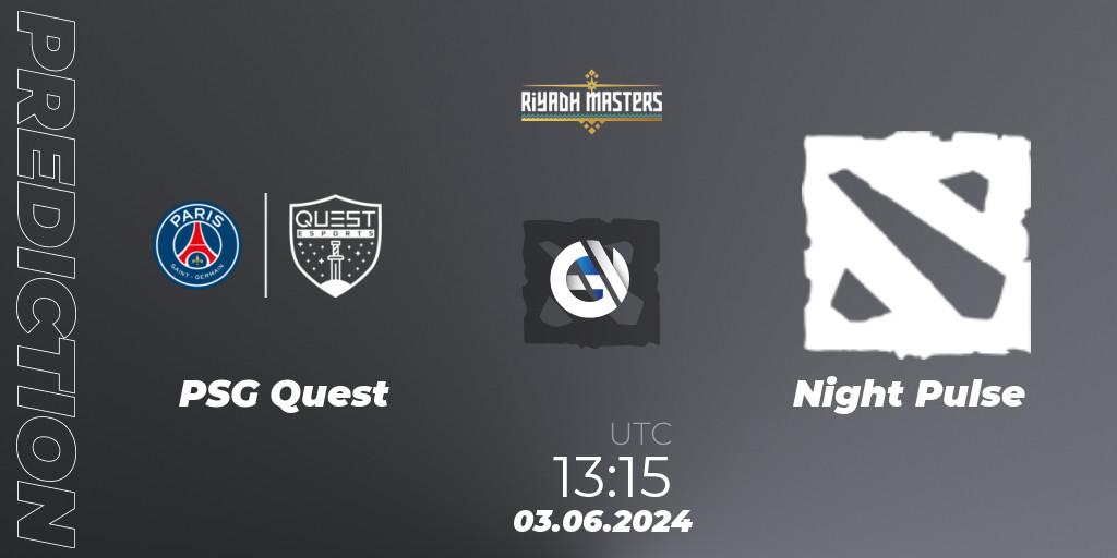 Pronóstico PSG Quest - Night Pulse. 03.06.2024 at 13:15, Dota 2, Riyadh Masters 2024: MENA Closed Qualifier