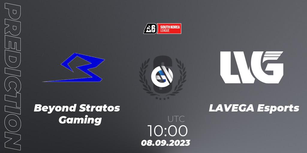 Pronóstico Beyond Stratos Gaming - LAVEGA Esports. 08.09.2023 at 10:00, Rainbow Six, South Korea League 2023 - Stage 2