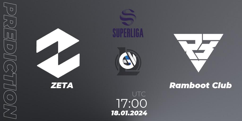 Pronóstico ZETA - Ramboot Club. 18.01.2024 at 17:00, LoL, Superliga Spring 2024 - Group Stage