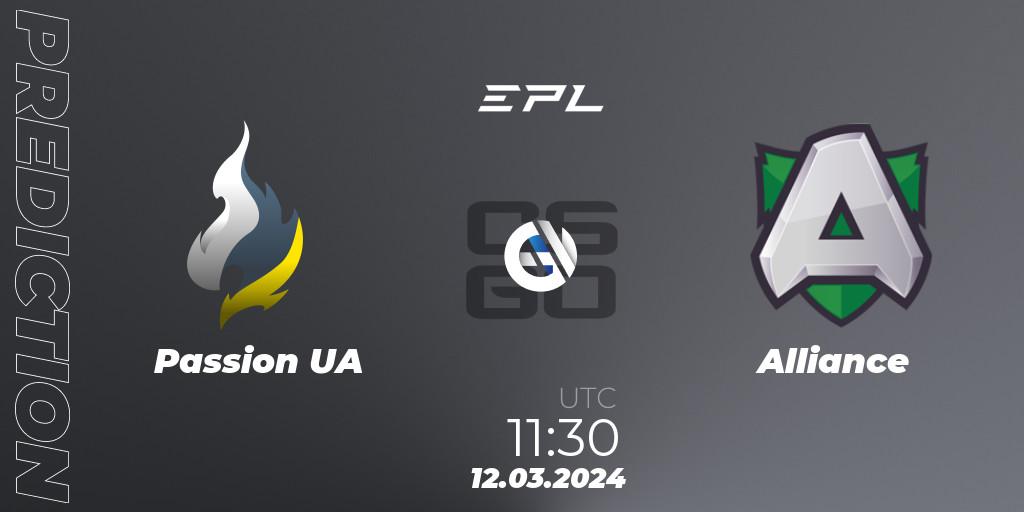Pronóstico Passion UA - Alliance. 12.03.24, CS2 (CS:GO), European Pro League Season 14