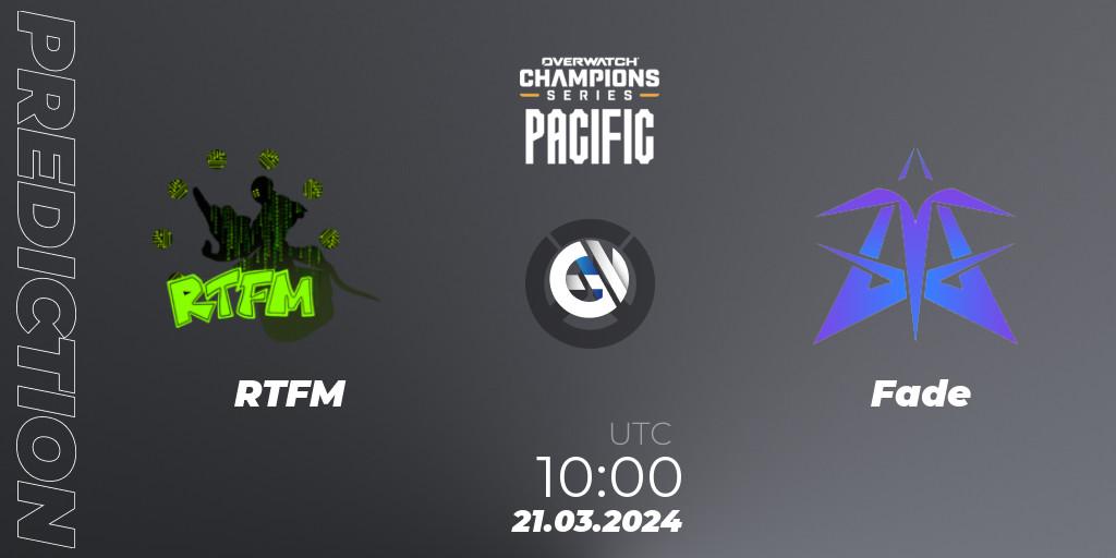 Pronóstico RTFM - Fade. 21.03.2024 at 10:00, Overwatch, Overwatch Champions Series 2024 - Stage 1 Pacific