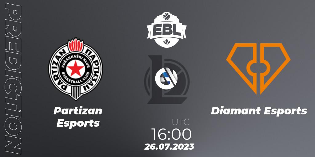 Pronóstico Partizan Esports - Diamant Esports. 26.07.2023 at 16:00, LoL, Esports Balkan League Season 13