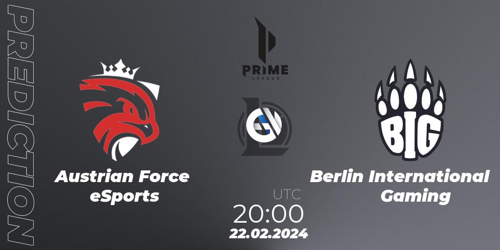 Pronóstico Austrian Force eSports - Berlin International Gaming. 24.01.2024 at 18:00, LoL, Prime League Spring 2024 - Group Stage