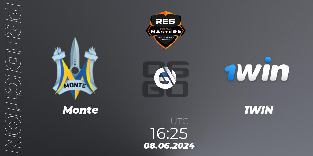 Pronóstico Monte - 1WIN. 08.06.2024 at 16:25, Counter-Strike (CS2), RES European Masters Fall 2024