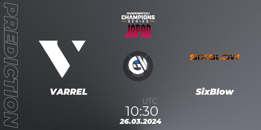 Pronóstico VARREL - SixBlow. 26.03.2024 at 10:30, Overwatch, Overwatch Champions Series 2024 - Stage 1 Japan