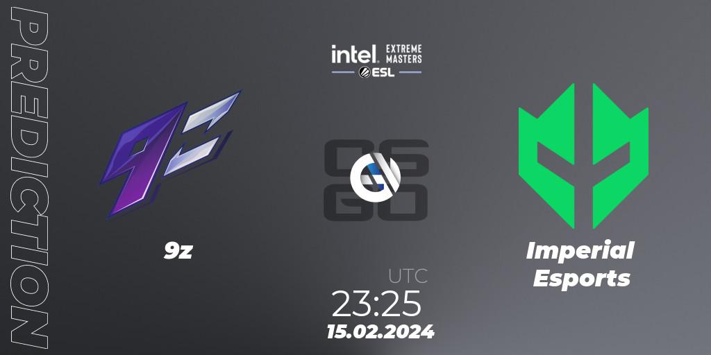 Pronóstico 9z - Imperial Esports. 15.02.2024 at 23:25, Counter-Strike (CS2), Intel Extreme Masters Dallas 2024: South American Open Qualifier #1