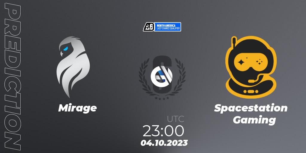 Pronóstico Mirage - Spacestation Gaming. 04.10.23, Rainbow Six, North America League 2023 - Stage 2 - Last Chance Qualifier
