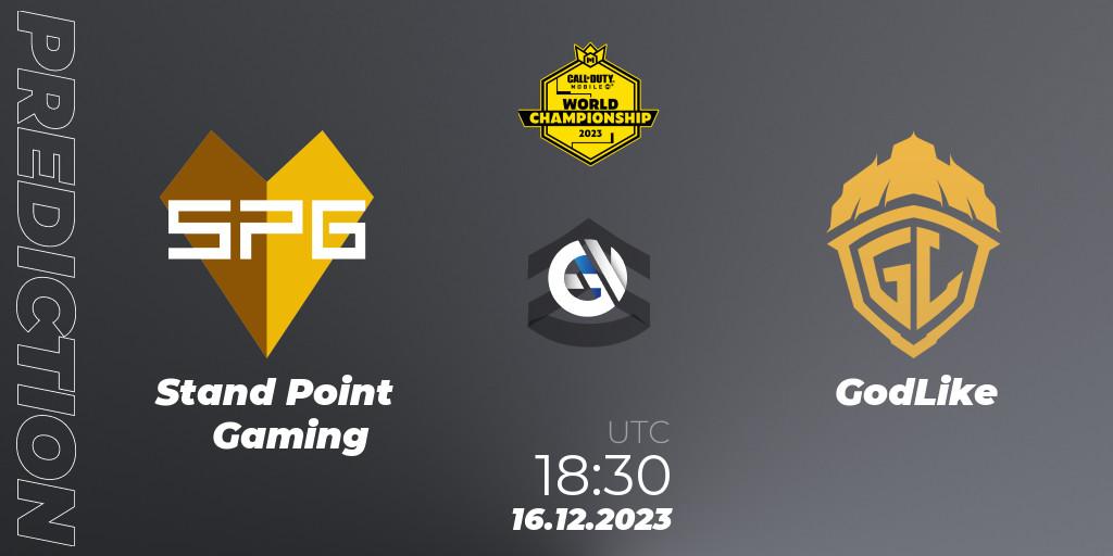 Pronóstico Stand Point Gaming - GodLike. 16.12.2023 at 17:40, Call of Duty, CODM World Championship 2023