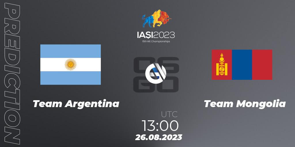 Pronóstico Team Argentina - Team Mongolia. 26.08.23, CS2 (CS:GO), IESF World Esports Championship 2023