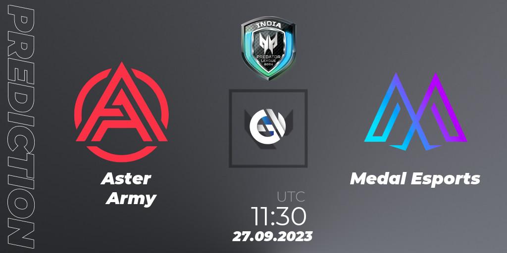 Pronóstico Aster Army - Medal Esports. 27.09.2023 at 11:30, VALORANT, Predator League 2024: India
