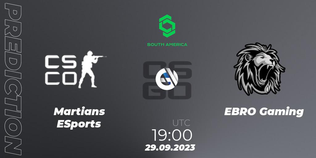 Pronóstico Martians ESports - EBRO Gaming. 29.09.2023 at 19:00, Counter-Strike (CS2), CCT South America Series #12: Closed Qualifier
