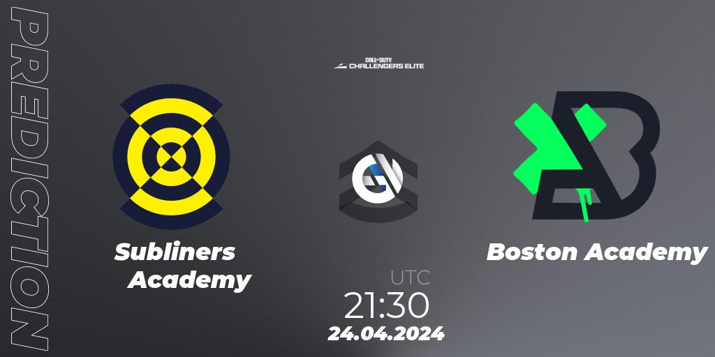 Pronóstico Subliners Academy - Boston Academy. 24.04.2024 at 22:00, Call of Duty, Call of Duty Challengers 2024 - Elite 2: NA