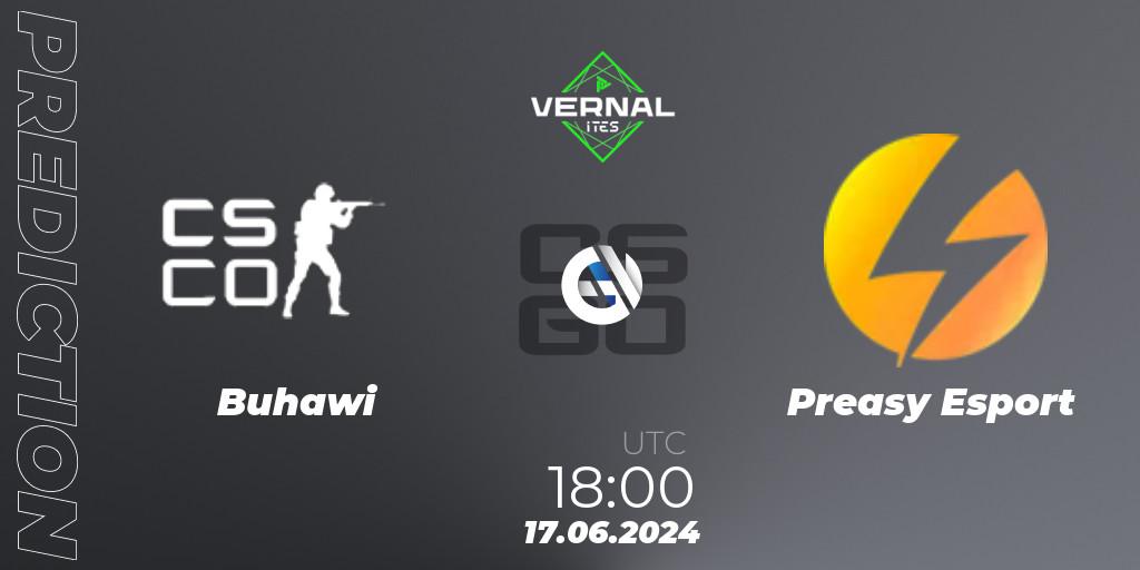 Pronóstico Buhawi - Preasy Esport. 17.06.2024 at 18:00, Counter-Strike (CS2), ITES Vernal