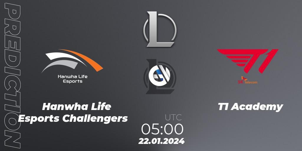 Pronóstico Hanwha Life Esports Challengers - T1 Academy. 22.01.2024 at 05:00, LoL, LCK Challengers League 2024 Spring - Group Stage