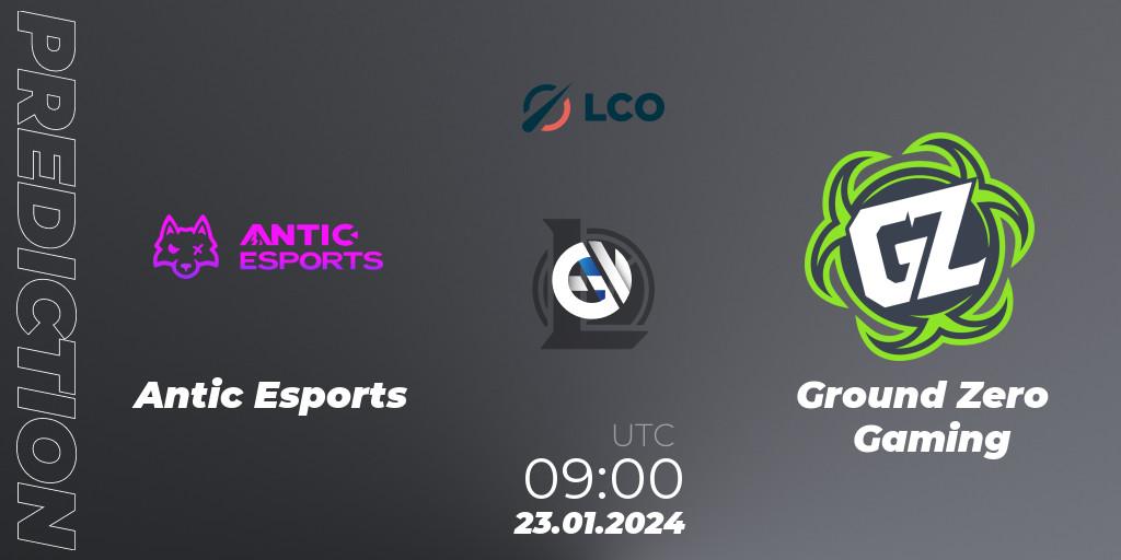 Pronóstico Antic Esports - Ground Zero Gaming. 23.01.2024 at 09:00, LoL, LCO Split 1 2024 - Group Stage