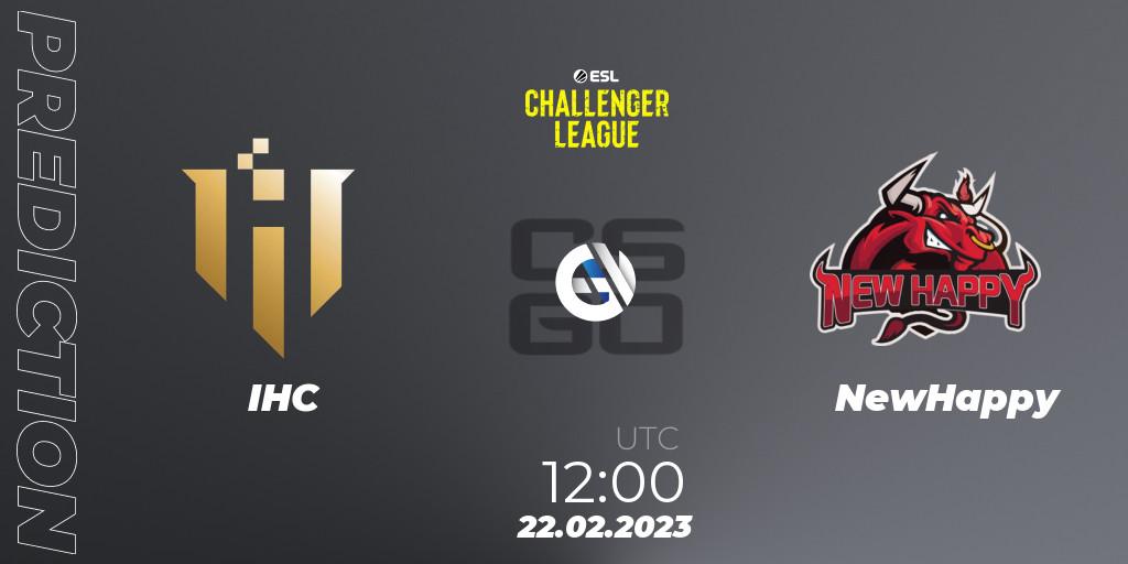 Pronóstico IHC - NewHappy. 22.02.2023 at 12:00, Counter-Strike (CS2), ESL Challenger League Season 44: Asia-Pacific