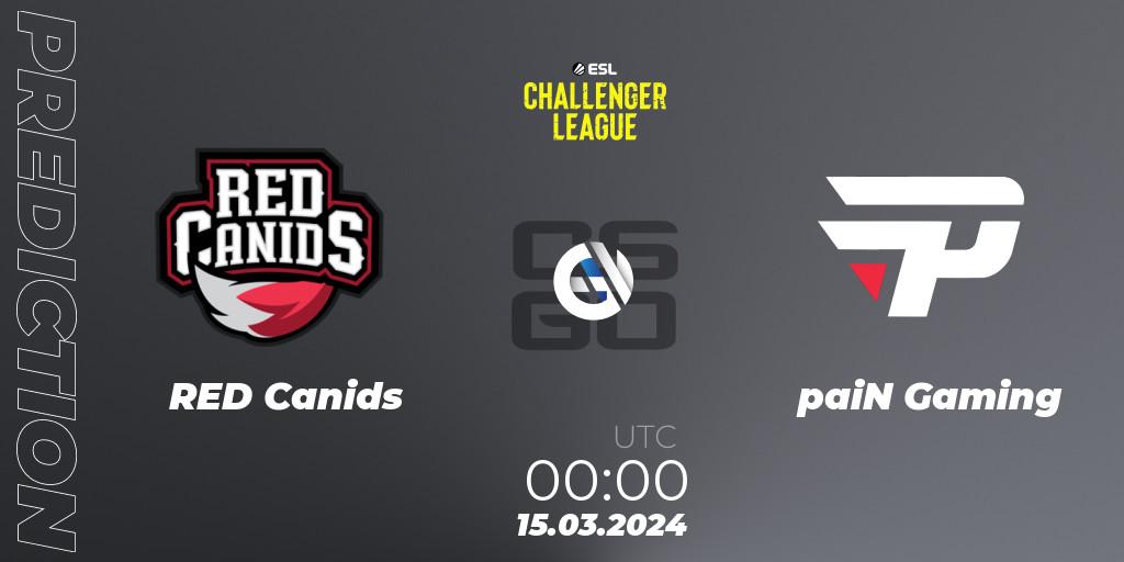 Pronóstico RED Canids - paiN Gaming. 09.05.2024 at 00:00, Counter-Strike (CS2), ESL Challenger League Season 47: South America