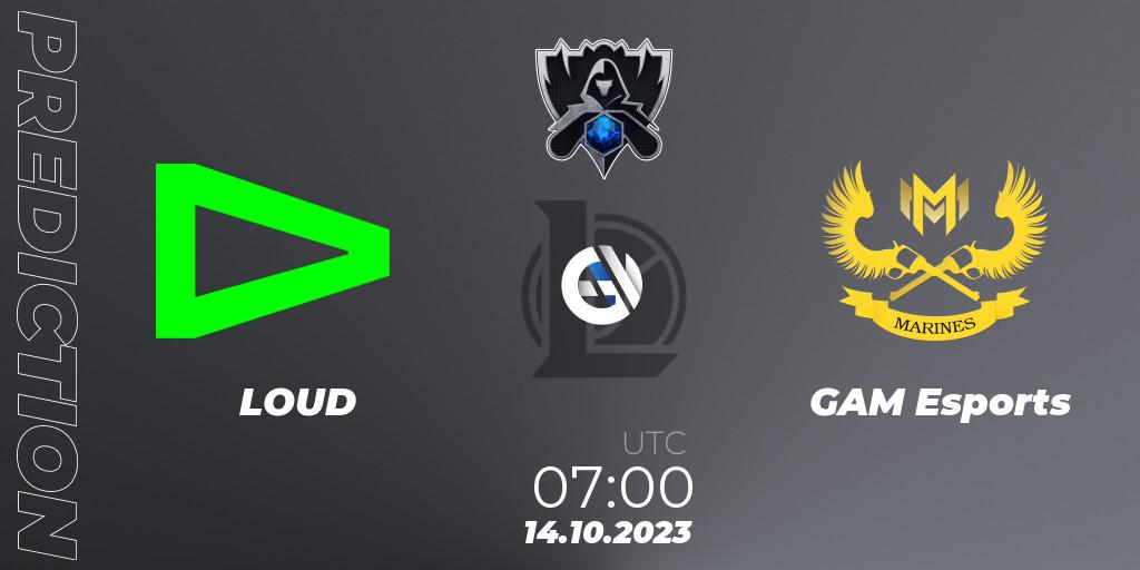 Pronóstico LOUD - GAM Esports. 14.10.2023 at 07:00, LoL, Worlds 2023 LoL - Play-In