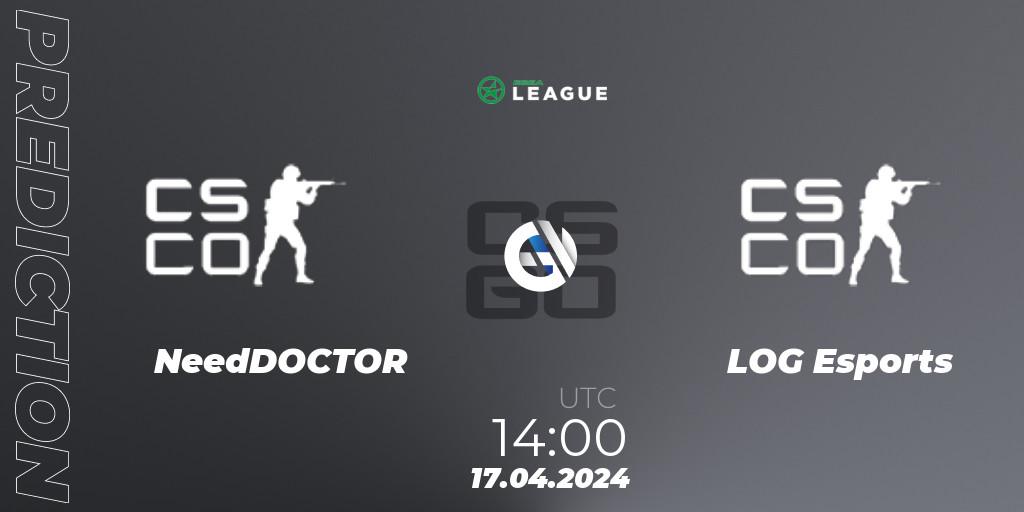 Pronóstico NeedDOCTOR - LOG Esports. 17.04.2024 at 14:00, Counter-Strike (CS2), ESEA Season 49: Advanced Division - Europe