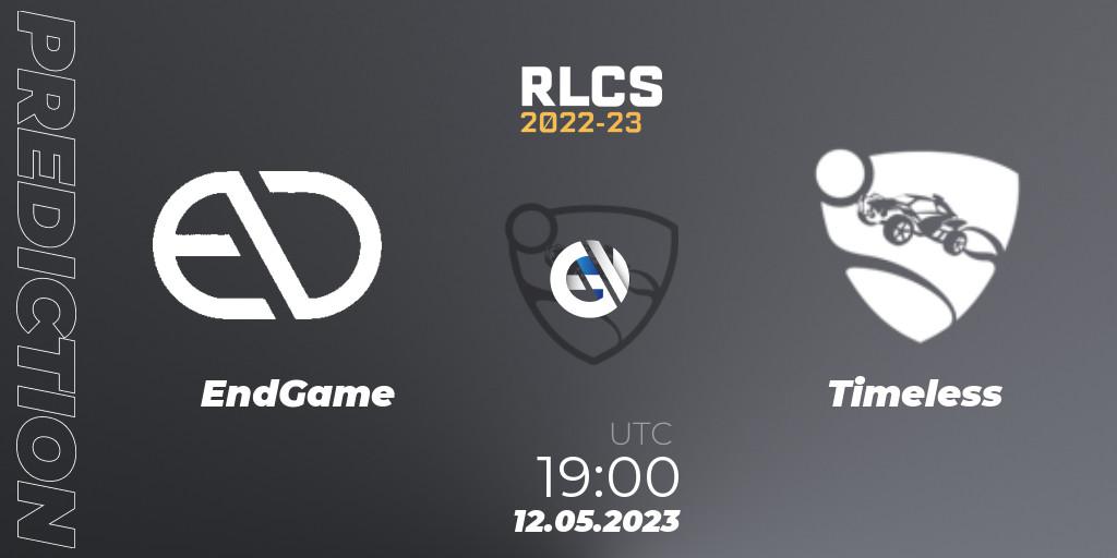 Pronóstico EndGame - Timeless. 12.05.2023 at 19:00, Rocket League, RLCS 2022-23 - Spring: South America Regional 1 - Spring Open