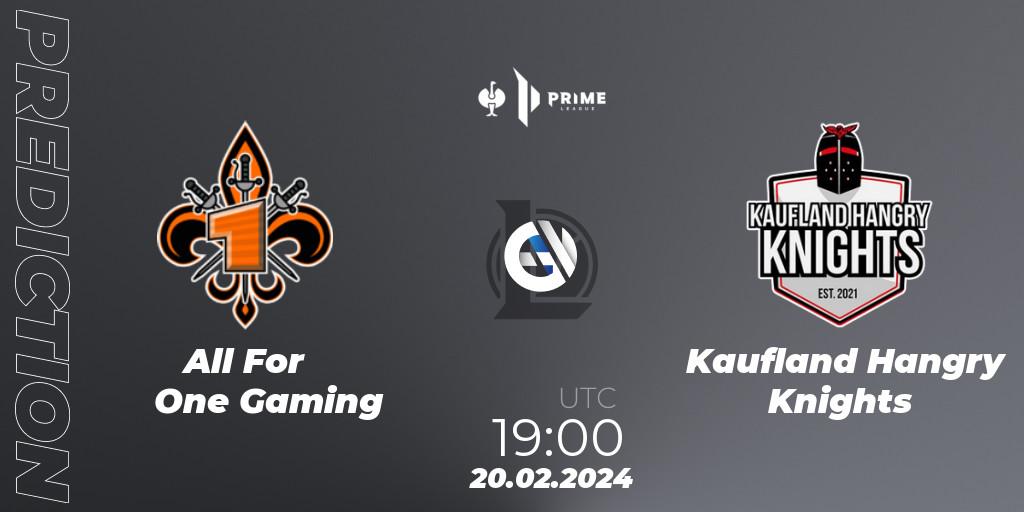 Pronóstico All For One Gaming - Kaufland Hangry Knights. 20.02.2024 at 19:00, LoL, Prime League 2nd Division