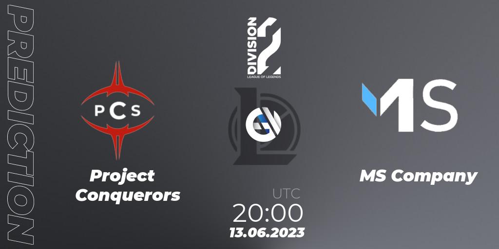 Pronóstico Project Conquerors - MS Company. 13.06.23, LoL, LFL Division 2 Summer 2023 - Group Stage