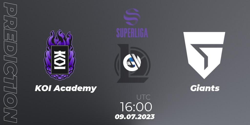 Pronóstico KOI Academy - Giants. 09.07.2023 at 17:45, LoL, Superliga Summer 2023 - Group Stage