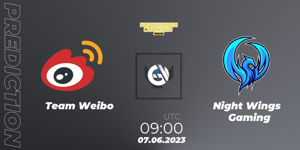 Pronóstico Team Weibo - Night Wings Gaming. 07.06.2023 at 09:00, VALORANT, VALORANT Champions Tour 2023: China Preliminaries